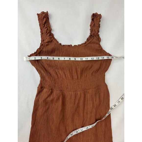 Lucky Brand Boho Maxi Dress Ruffle Prairie Tiers Burnt Orange Gauze Rayon Small - Picture 5 of 9